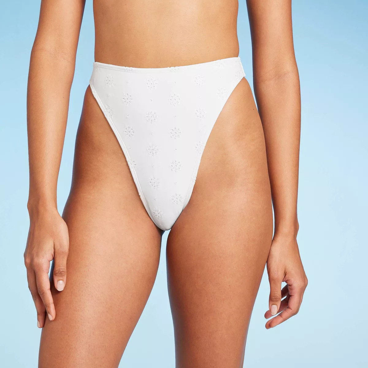 Women's Eyelette High Waist Ultra High Leg Extra Cheeky Bikini Bottom - Wild Fable™ White | Target