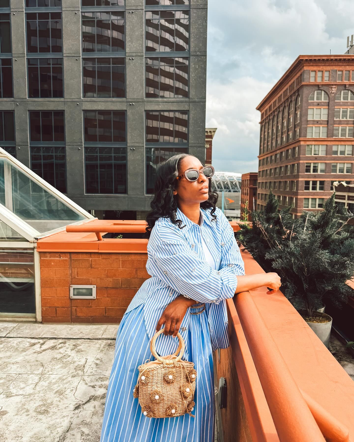 A little breeze, a little blue, and a view to match the mood.

#CoastalStyle #OOTD #CityChic #SummerLayers #StripedSet #ModestStyle #RooftopViews #StyleWithEase #WeekendWearing #EffortlessFashion #CuratedCasual #TheYoungLens