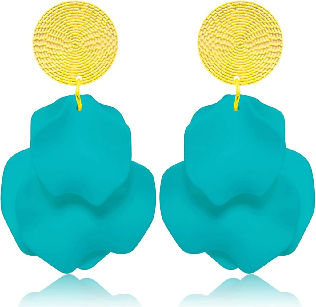 Rose Petal Dangle Earrings for Women Girls Petal Tassel Earrings Flower Earrings Drop Statement F... | Amazon (US)