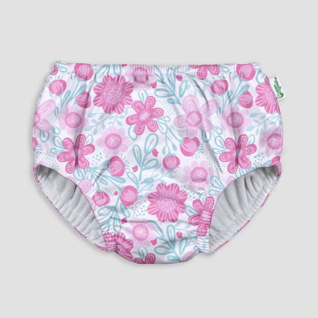 green sprouts Baby Girls' Floral Print Pull-Up Reusable Swim Diaper - White | Target