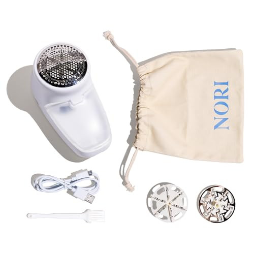 Nori Trim Fabric Shaver - Lint Remover for Clothes & Furniture Couch Pilling - Sweater Pill Remover - Clothes Shaver with 6 Precision Blades - Wireless and Rechargeable - White | Amazon (US)