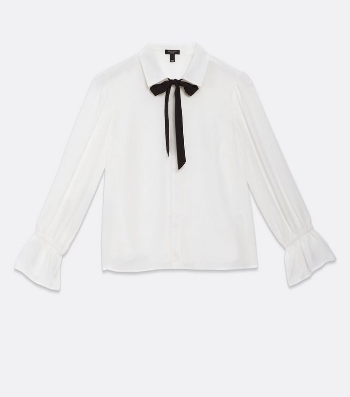 Petite Off White Tie Long Sleeve Shirt
						
						Add to Saved Items
						Remove from Saved It... | New Look (UK)