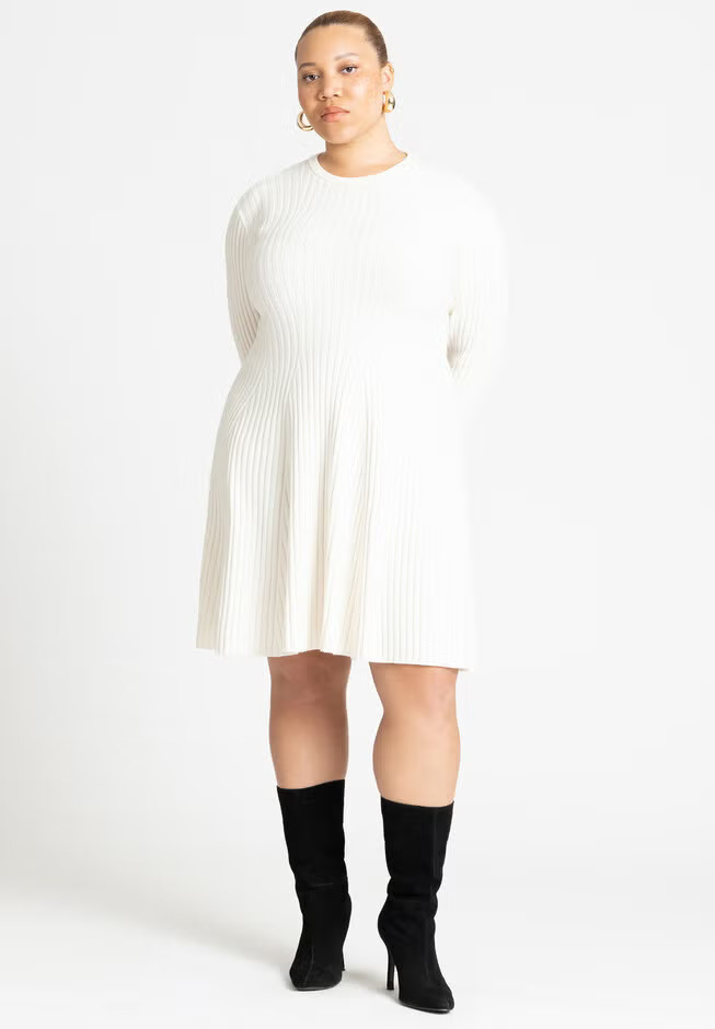 Mini Rib Fit & Flare Dress | Eloquii