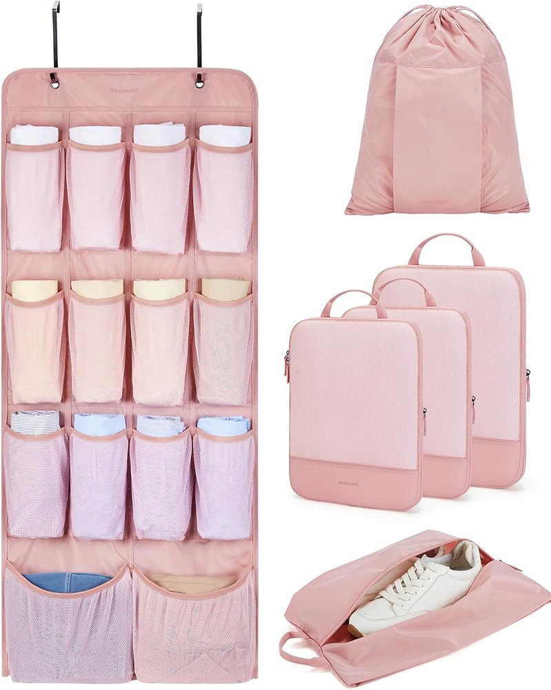 BAGSMART Hanging Compression Packing Cubes, 6 Set Large Suitcase Organizer Bags Set, Cruise Trave... | Amazon (US)