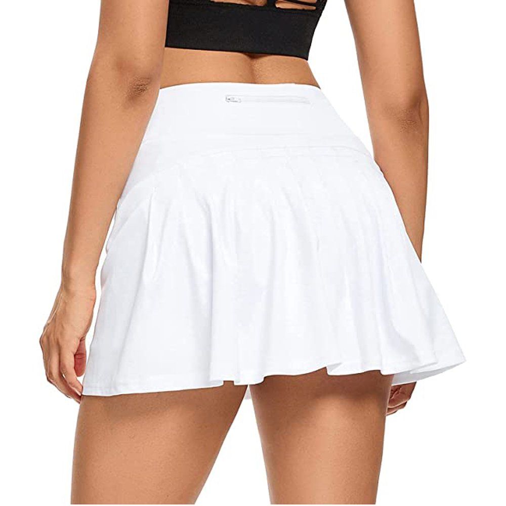 SYOND Women's Athletic Tennis Golf Skirts Mid-Waisted Pleated Shorts With Pocket (White) | Walmart (US)