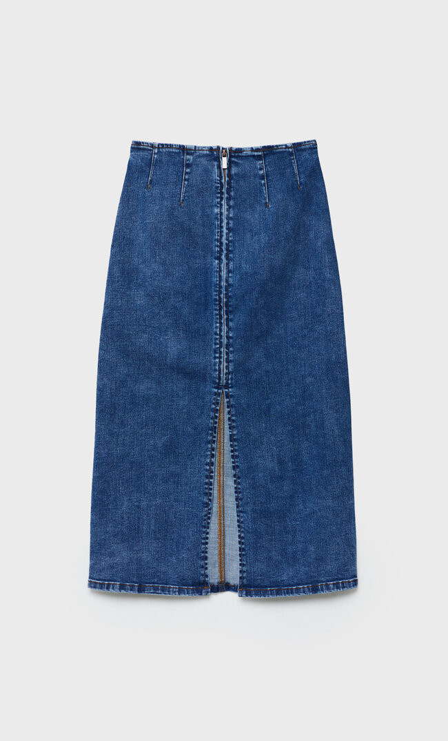 Vintage denim maxi skirt | Stradivarius (UK)