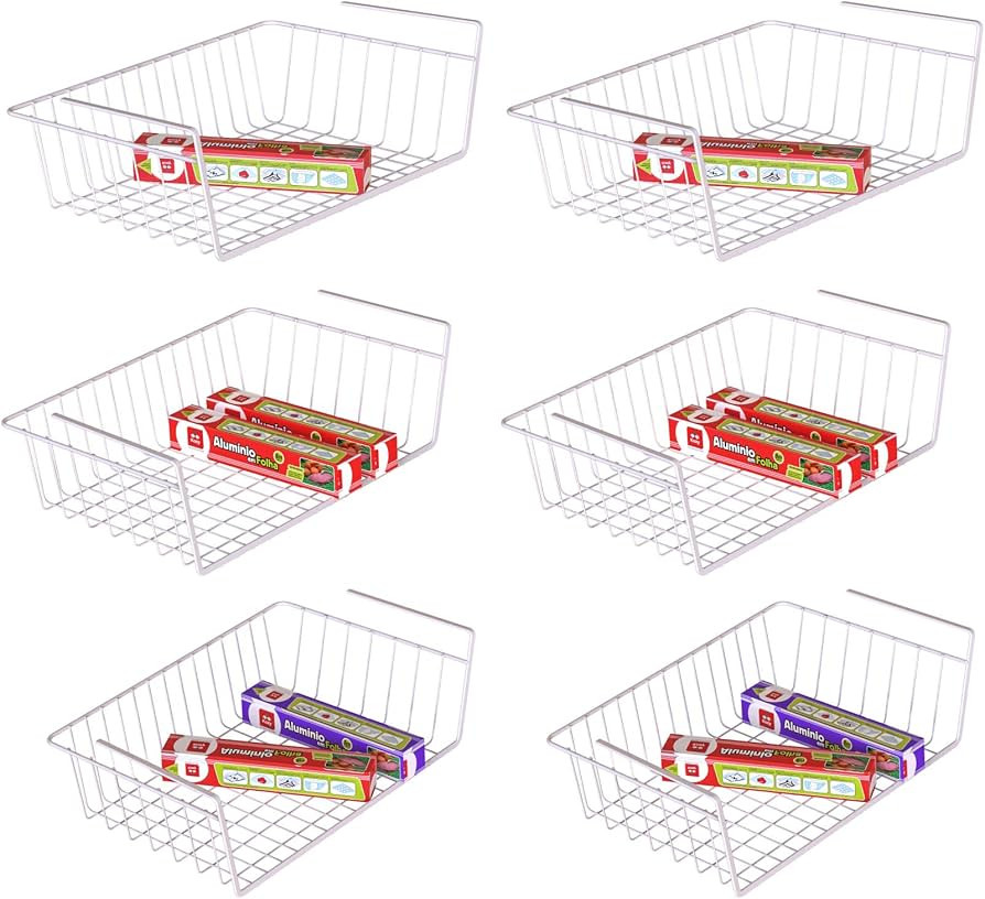 iSPECLE Under Shelf Basket - 6 Pack Under Shelf Storage Add Extra Storage Space Durable Under Cab... | Amazon (US)