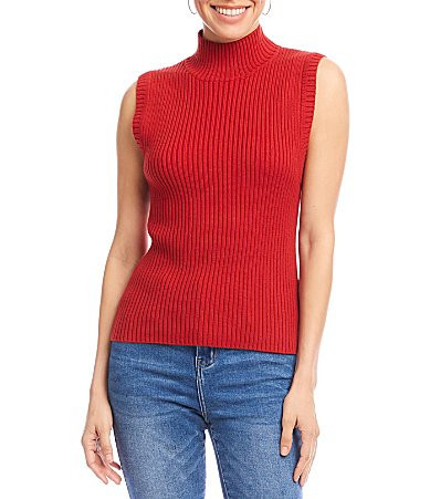 Karen Kane Ribbed Knit Turtleneck Tank - S | Dillard's