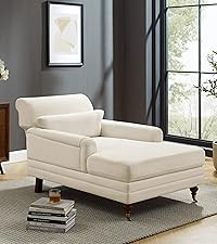 Chaise Lounge Indoor with Adjustable 37.8" Deep Backrest Chenille Chaise Lounge Couch for Indoor ... | Amazon (US)