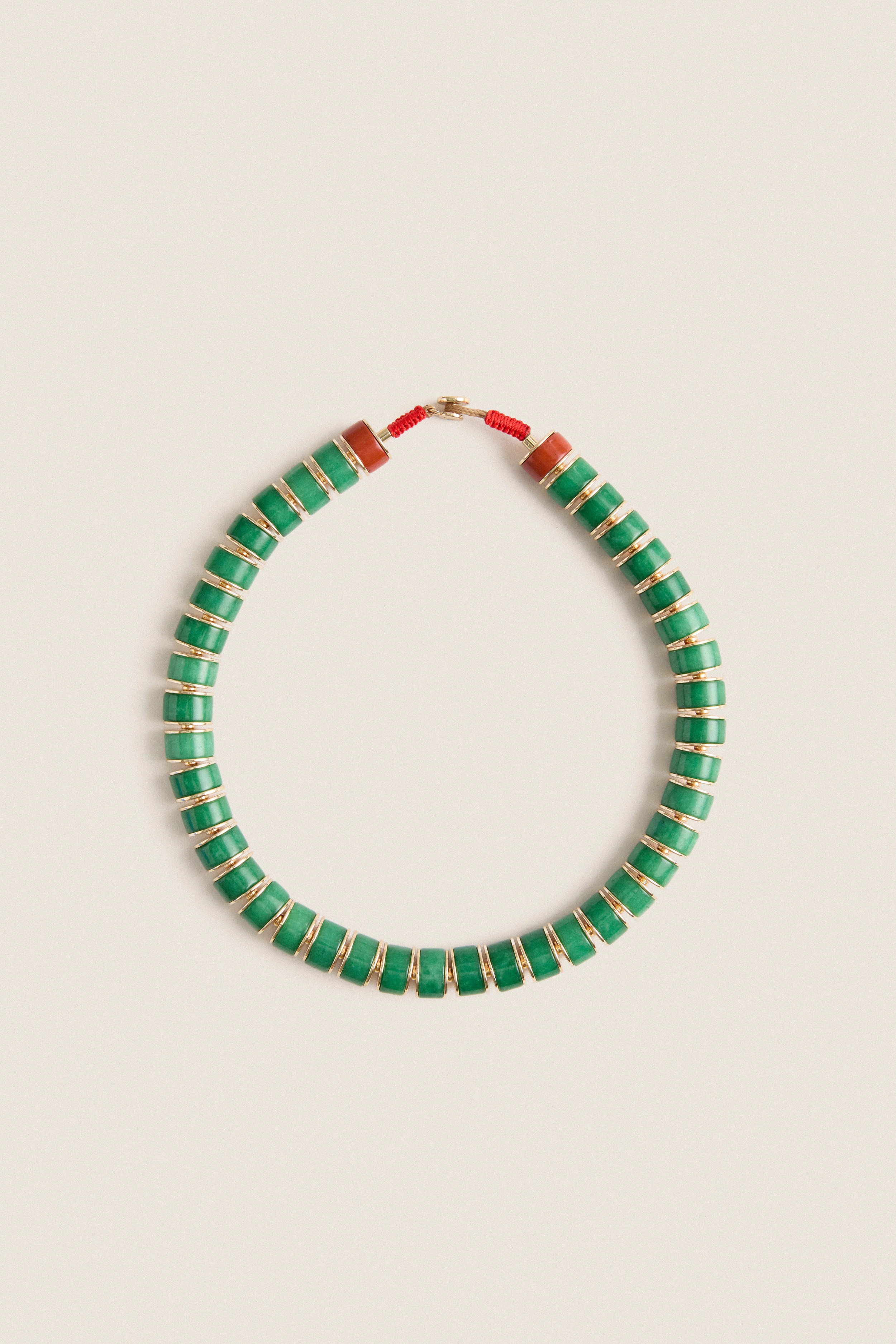 Gold and Green Jade Stone Slice Necklace | Tuckernuck (US)