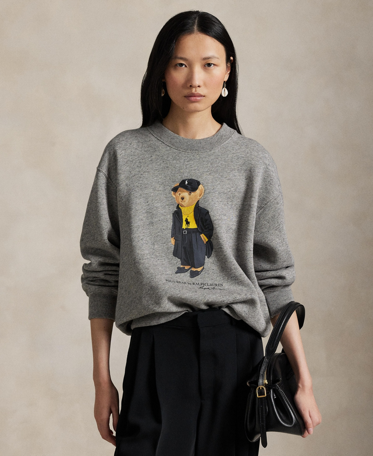 Polo Ralph Lauren Women's Polo Bear Fleece Crewneck Sweatshirt - Dark Vintage Heather | Macy's