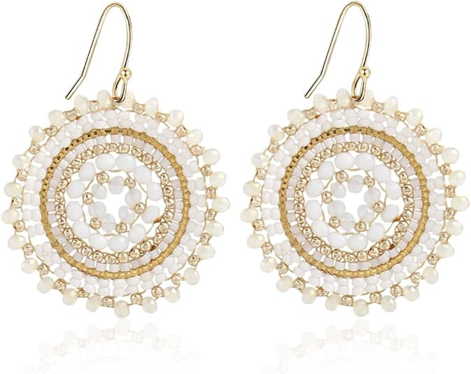 Colorful Summer Beaded Earrings For Women Crystals Glass Bead Dangle Drop Bohemia Earrings Statem... | Amazon (US)