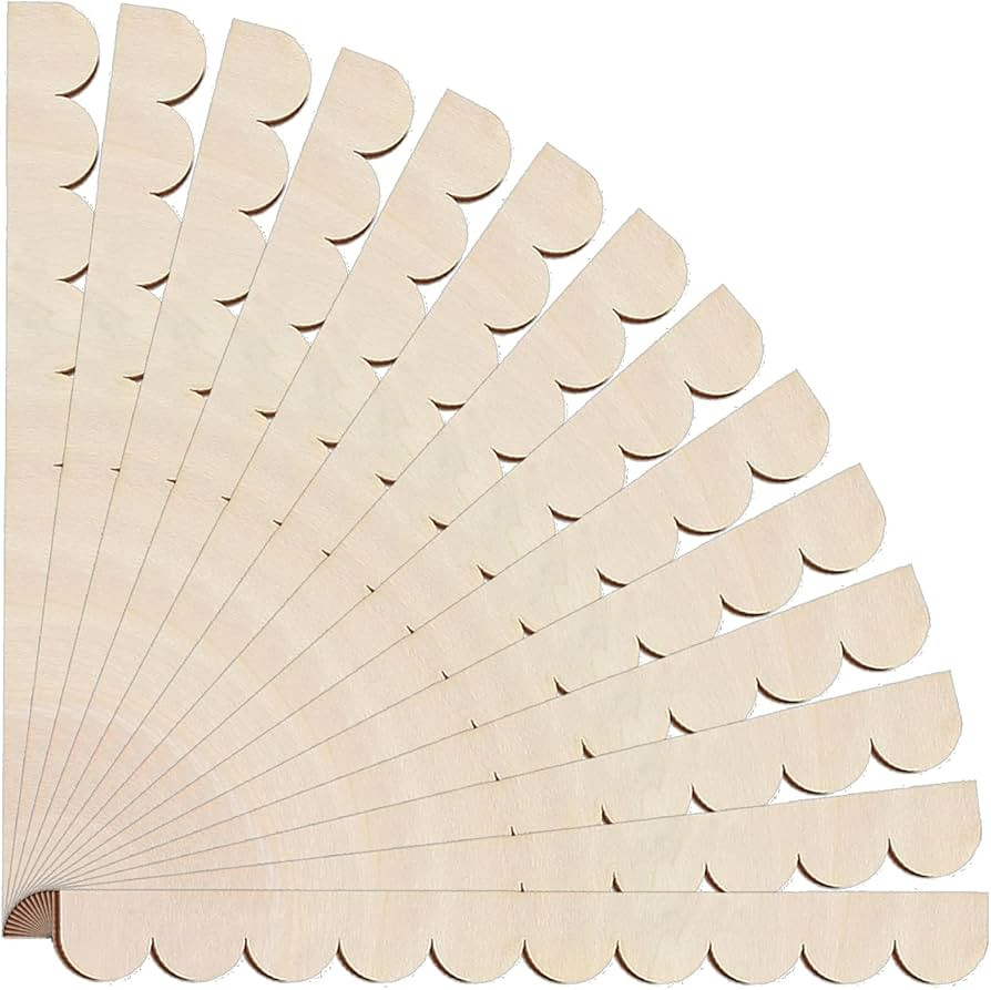 15 Pack Scalloped Decorative Wood Trim, Unfinished Wood Trim Molding Scalloped Wood Edge Wall Mou... | Amazon (US)