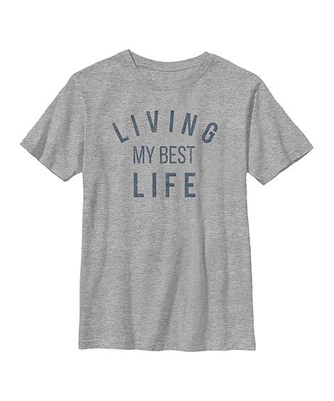 love this productAthletic Heather 'Living My Best Life' Crewneck Tee - Boys | Zulily