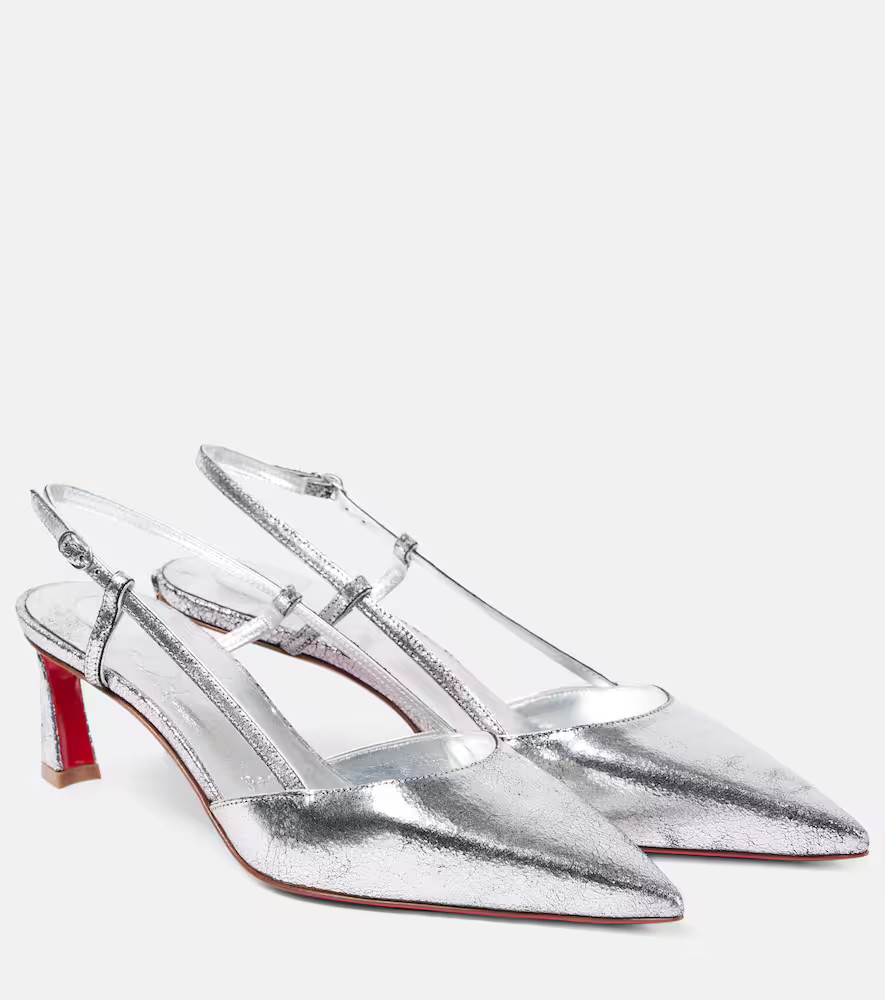 Christian Louboutin Condoroline 55 metallic leather slingback pumps | Mytheresa (US/CA)