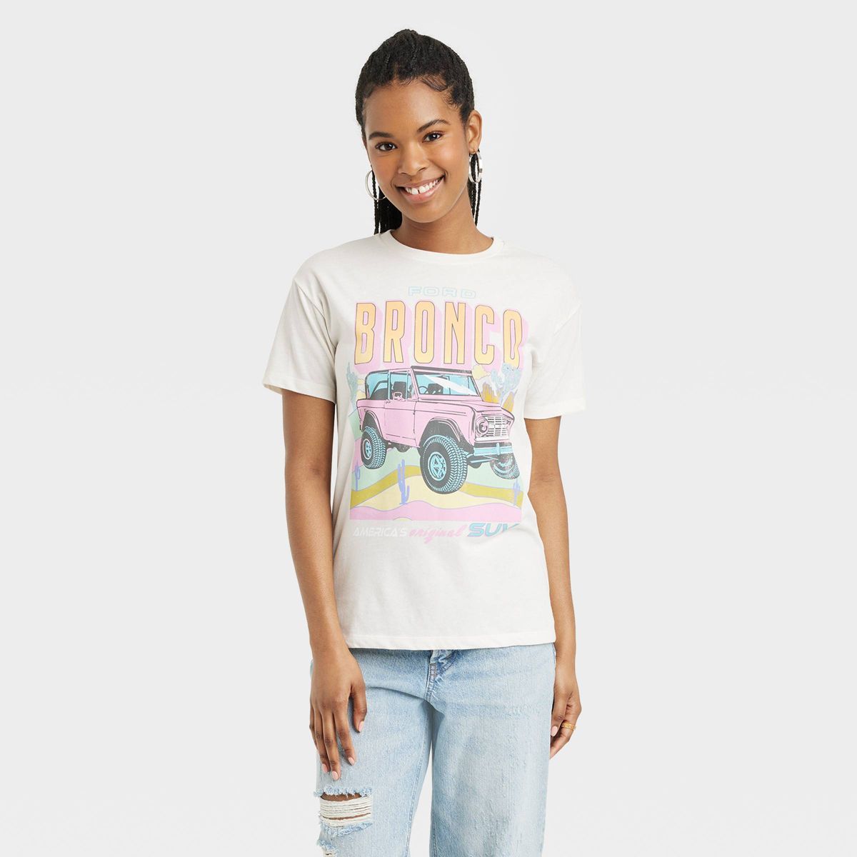 Women's Ford Bronco Short Sleeve Graphic T-Shirt - Off-White XS | Target