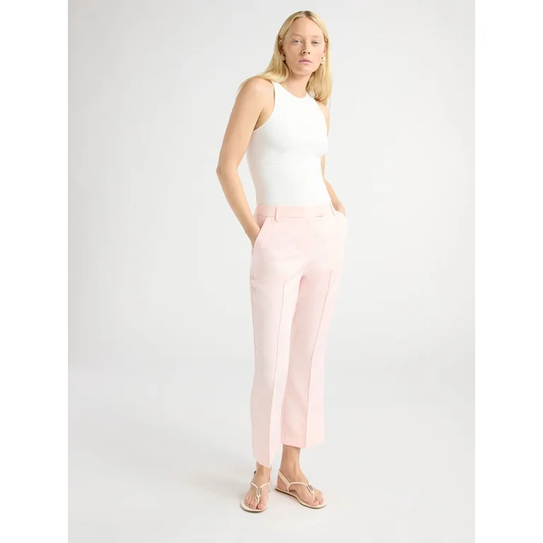 Scoop Women's Ultimate Cropped High Waisted Flare Trouser Suit Pants, 26’’ Inseam, Sizes 0-18 | Walmart (US)