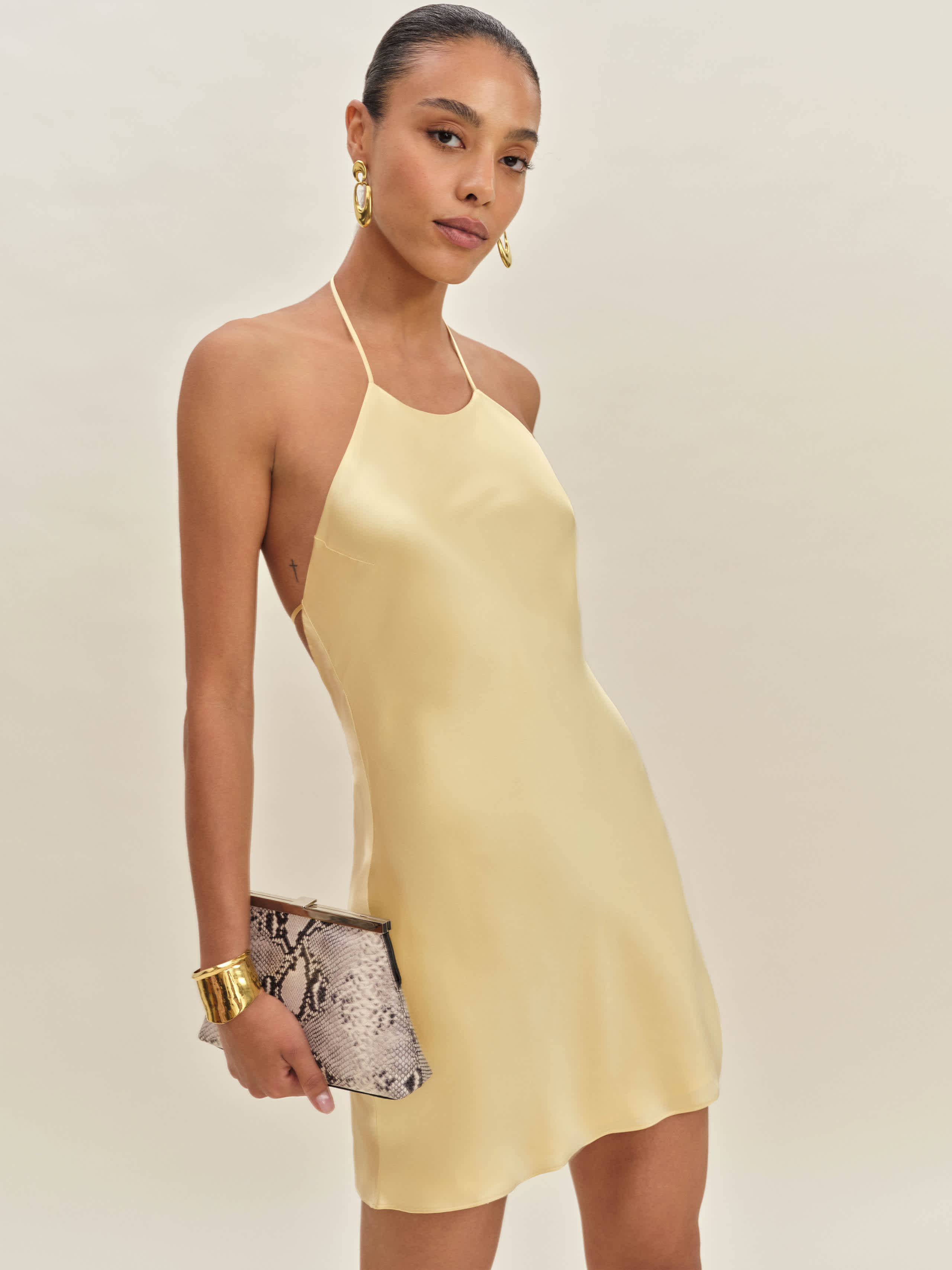 Reformation Jennis Silk Dress Yellow Medium | Reformation (Global)