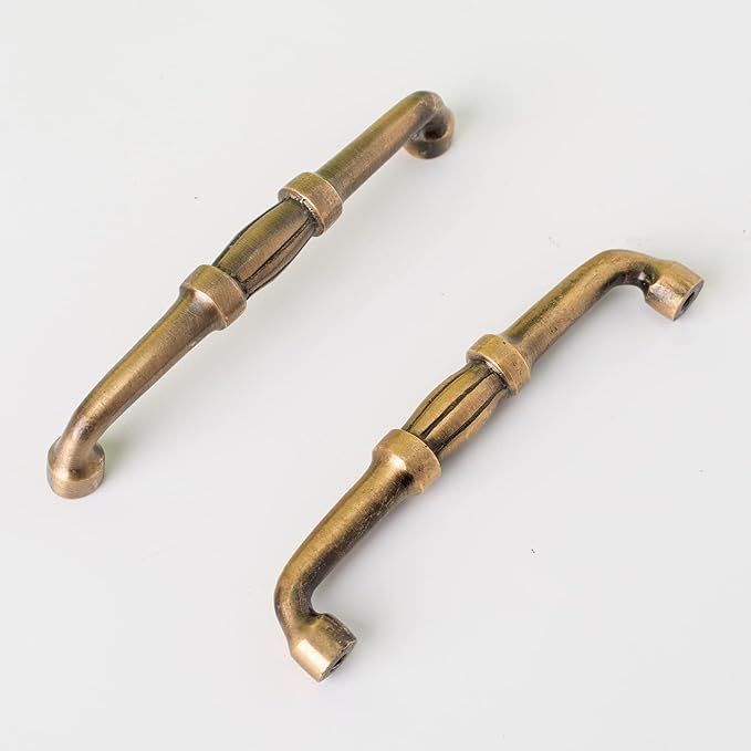 10 Brass Handles- 4 inch Center to Center Cabinet Pulls -Bar Drawer Pulls Kitchen -Cabinet Hardwa... | Amazon (US)