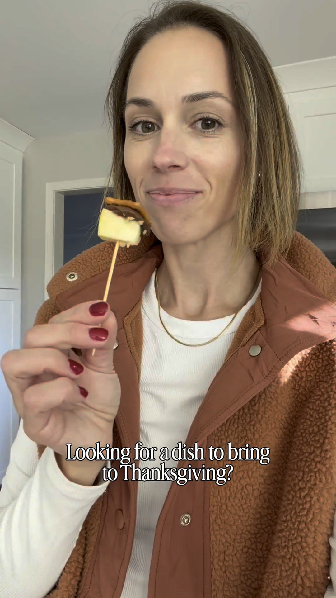 ✨CARAMEL APPLE TOFFEE BITES✨

Looking for an easy dish to bring to a Thanksgiving event? Well, look no further! This one is so easy and takes less than an hour to put together. It’s bite sized and a crowd pleaser!

Ingredients
—Chocolate Rolos (I bought family size bag and it’s right around 50 pieces)
—Snaps Pretzels 1 bag
—Heath Toffee bits
—1-2 Green Apples
—Toothpicks

Instructions
1. On a cookie sheet, lay out the pretzels in rows. (I recommend doing them in 2-3 batches to make it easier)
2. Unwrap all rolo candies and place one on each pretzel.
3. Preheat oven to 250 degrees F.
Cut the apple into bite size pieces then stick a toothpick through it. Set aside.
4. Bake the pretzels for 3-4 minutes.
Quickly stick the apples on top of the rolos and sprinkle toffee bits. You may need to push some toffee pieces into the melted chocolate to stick.
5. Stick in fridge for 20-30 minutes then push the toothpicks all the way through the bottom of the pretzels. 
6. Serve!
.
.
.
.
.
#crowdpleaser #thanksgiving #thanksgivingfood #easyrecipe #thanksgivingrecipes 

#LTKfoodie #LTKSeasonal #LTKHoliday