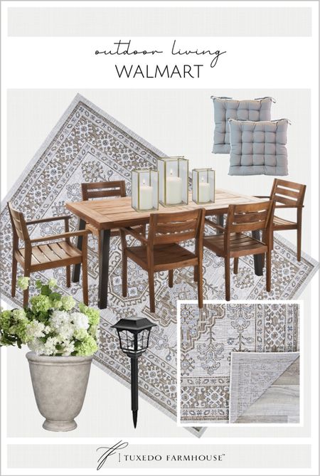 Outdoor furniture from Walmart. 

Patio furniture, outdoor dining table, outdoor lights, outdoor planters, outdoor rugs, candle hurricanes. 

#ltkunder100
#ltkunder50

#LTKSeasonal #LTKFind #LTKhome