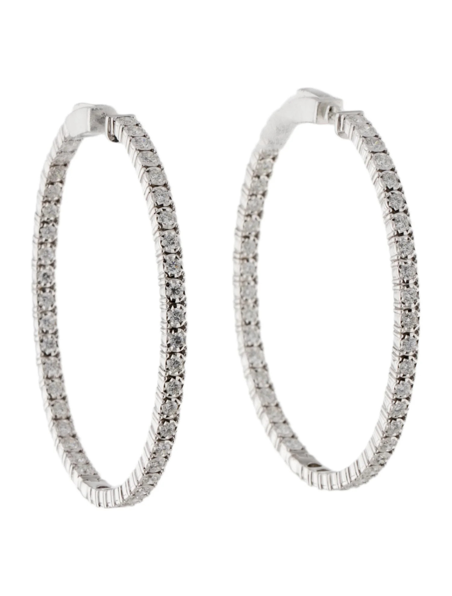 14K 2.64ctw Diamond Inside Out Hoop Earrings | The RealReal