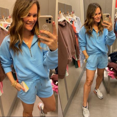 . Y’all have loved these tops - remind me of lulu and they just released matching shorts. So good! And 30% off today ✨ 
.
#target #targetstyle #targetfinds #targetfashion #loungewear #loungeset #casualoutfit #casualstyle 

#LTKxTarget #LTKsalealert #LTKActive