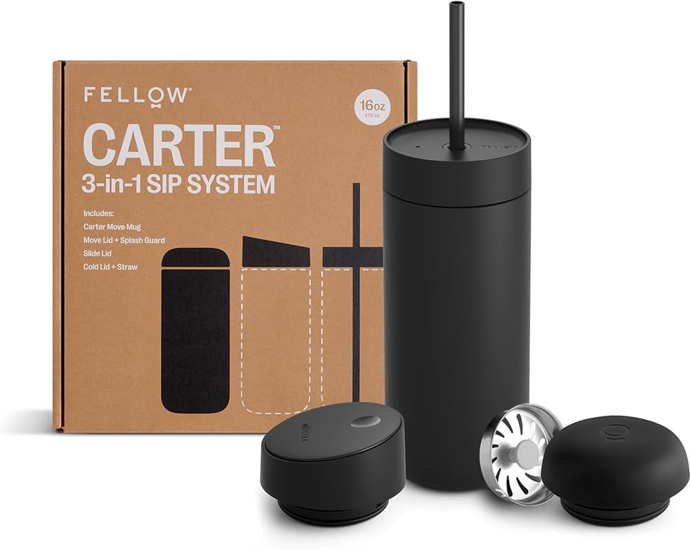 Fellow 16 oz Carter Bundle (3 in 1) Travel Mug with Slide-Lock, Move & Cold Lids with Straw - To-... | Amazon (US)
