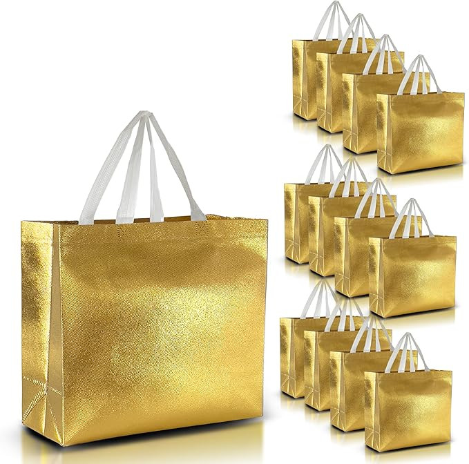 Nush Nush Set of 30 Gold Gift Bags in Bulk - Shiny Gold Reusable Gift Bags Large Size - For Small... | Amazon (US)