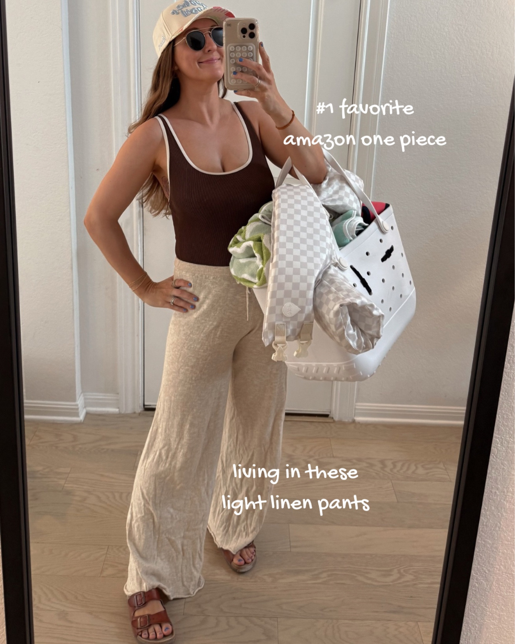 Pool day outfit! Love this one piece (medium) and linen pants (small - run big!) Hat is Kaxi Co

#LTKFindsUnder50 #LTKSwim #LTKFindsUnder100