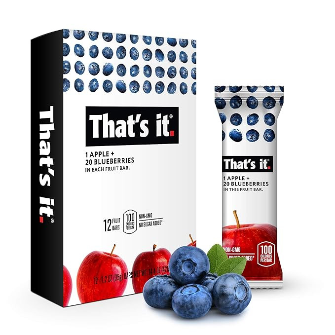 That's it. Apple + Blueberry 100% Natural Real Fruit Bar, Best High Fiber Vegan, Gluten Free Heal... | Amazon (US)