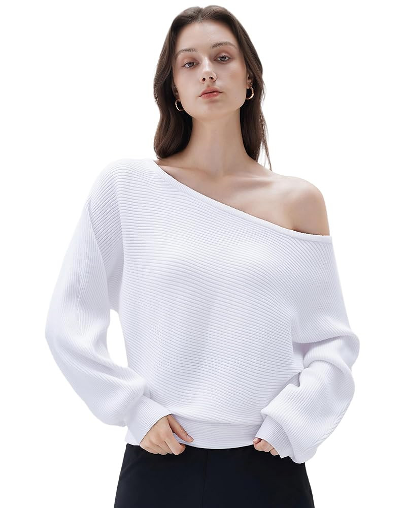 SUUKSESS Women Cashmere Oversized Off Shoulder Pullover Sweaters Boat Neck Long Sleeve Knit Jumpe... | Amazon (US)
