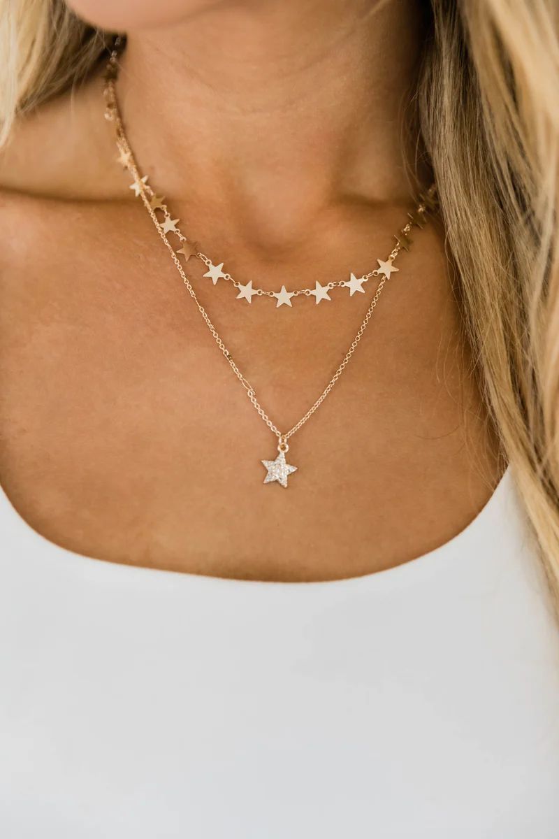 Layered In Stars Necklace Gold | The Pink Lily Boutique