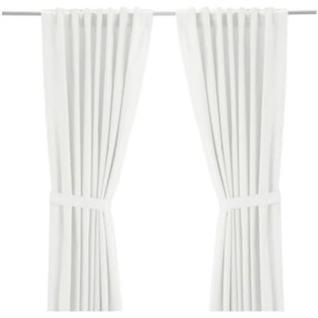 Ritva White Curtains Drapes 57 x 65 2 Panels Pair NEW with tie backs | Walmart (US)