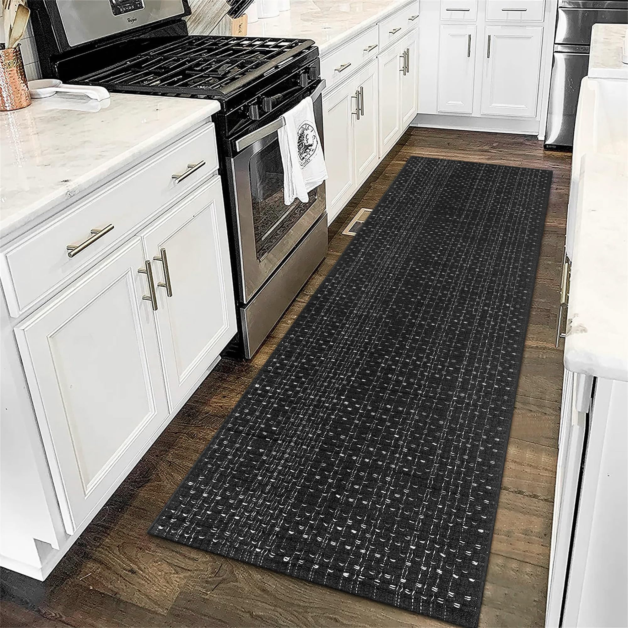 Kitchen Runner Rug 2' x 6', Modern Hand Woven Reversible Bohemian Black and White Rug, Machine Wa... | Amazon (US)