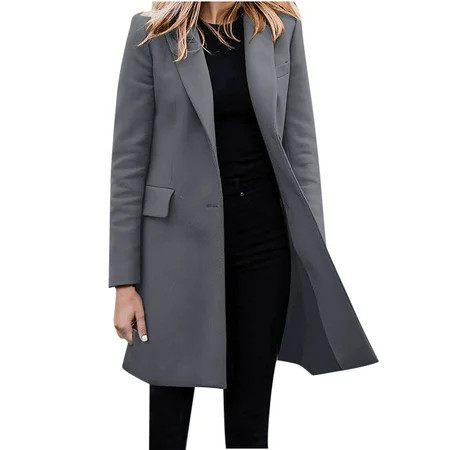 Rinsvye Womens Casual Long Trench To Coat Coats Fashion Black Jackets Womens Winter Coats Long For Women Elegant Peacoat Coats For Women Fashion Winter Outerwear Long Winter Coat | Walmart (US)