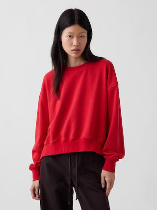 VintageSoft Terry Oversized Wedge Side-Slit Sweatshirt | Gap (US)