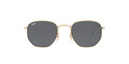 Ray-Ban RB3548N Hexagonal Flat Lens Sunglasses, Gold/Blue, 51 mm | Amazon (US)