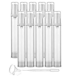 10 Pcs Clear Airless Pump Bottles,Refillable Empty Transparent Plastic Airless Lotion Pump Vacuum... | Amazon (US)