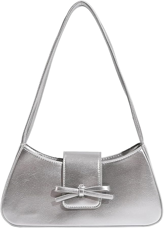 Shoulder Bag for Women, Hobo Handbags Trendy Y2K Purses Patent Leather Clutch Bag Cute Bow Purse | Amazon (US)