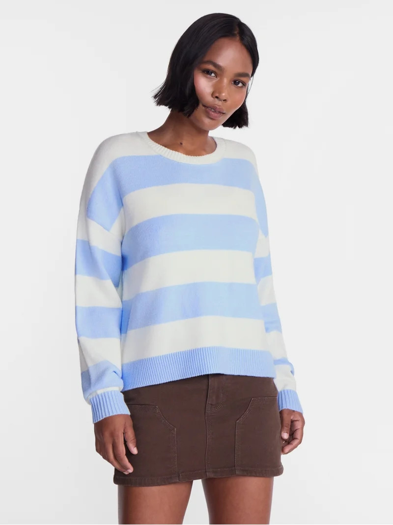 No Boundaries Essential Crewneck Sweater, Lightweight, Women's and Women's Plus XXS-4X | Walmart (US)
