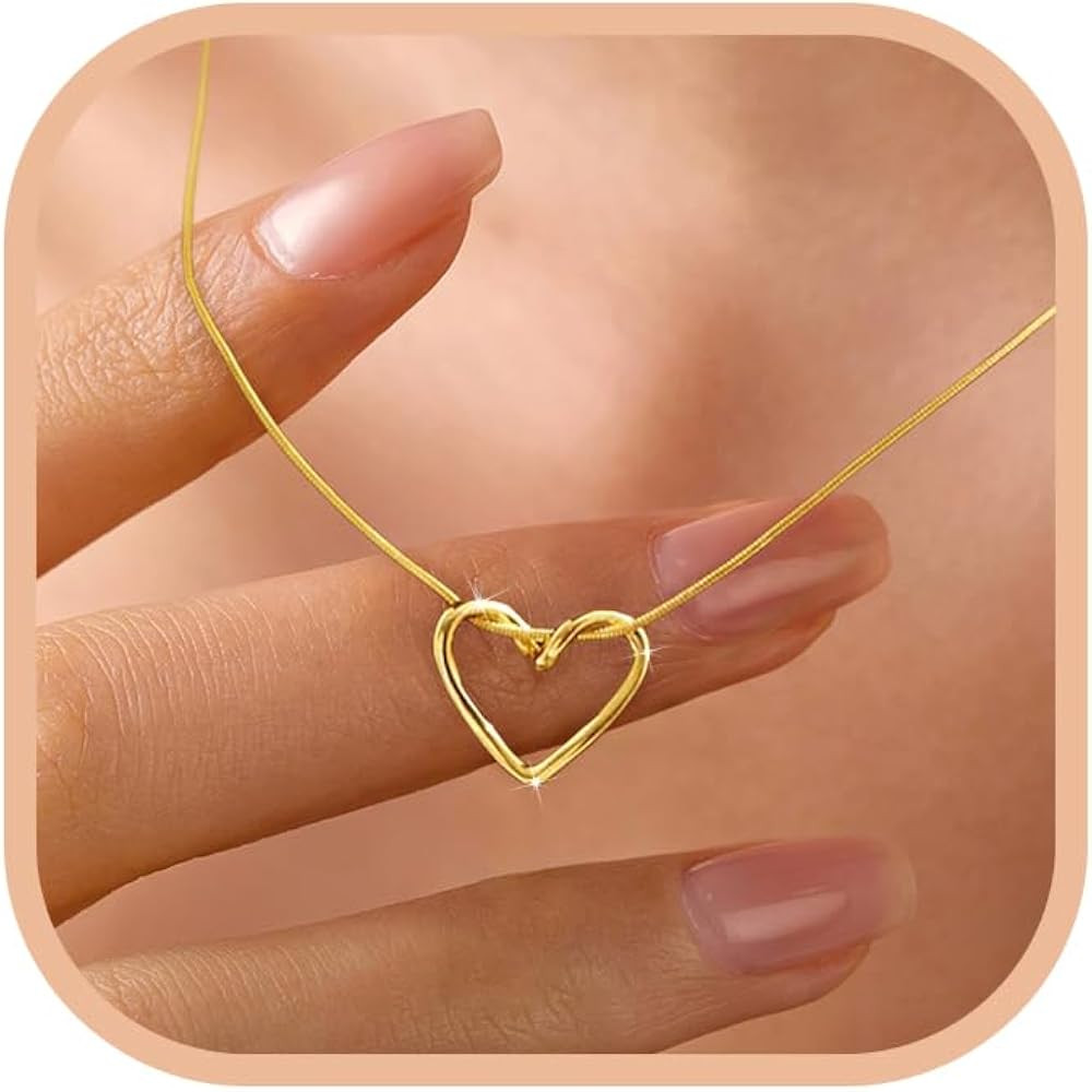 LOVECOM S925 Sterling Silver Heart Necklace for Women Dainty 14k Gold Plated CZ Infinity Double C... | Amazon (US)