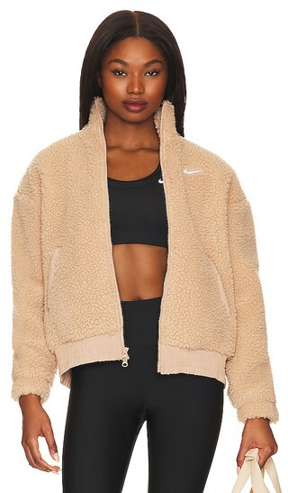 NSW Swoosh Plush Jacket in Hemp & White | Revolve Clothing (Global)