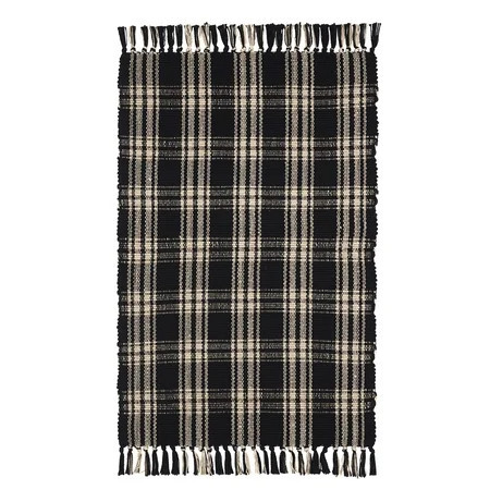 My Texas House Black Plaid Indoor/Outdoor Layering Rug, 38" x 58" | Walmart (US)