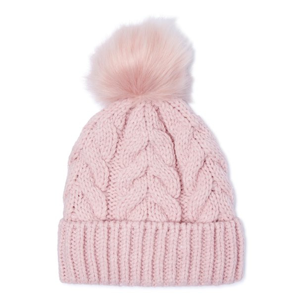 Time and Tru Women’s Cable Knit Pom Beanie - Walmart.com | Walmart (US)