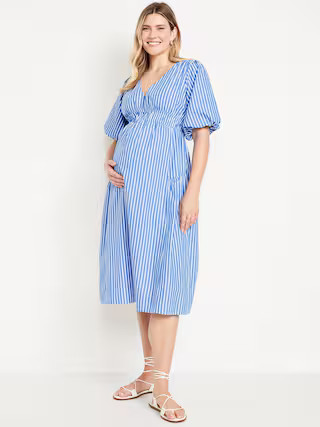 Maternity Waist-Defined Midi Dress | Old Navy (US)
