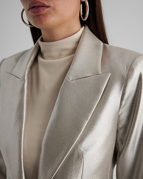Metallic One Button Blazer | Express