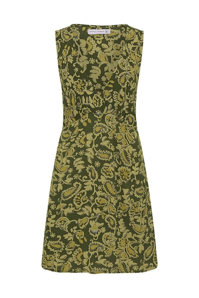 Nadja Mini Dress Selcetta Paisley Green | Faithfull (AU)