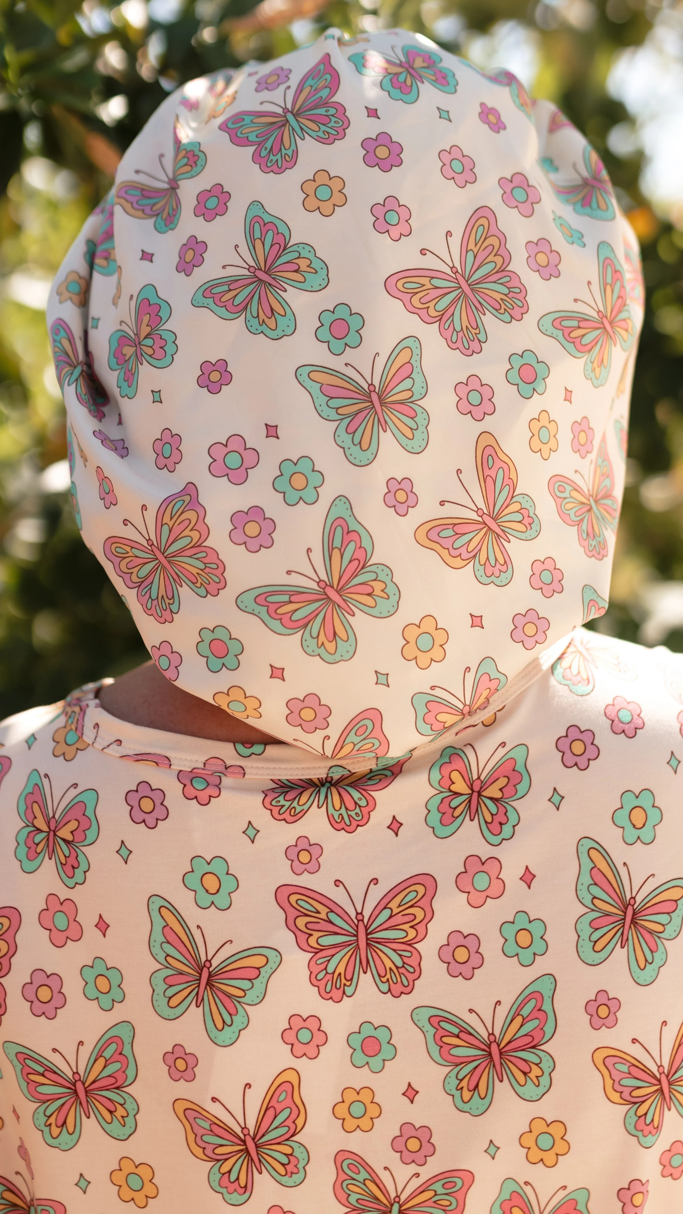 Kid's Satin Bonnet in Groovy Butterfly | Silks Design