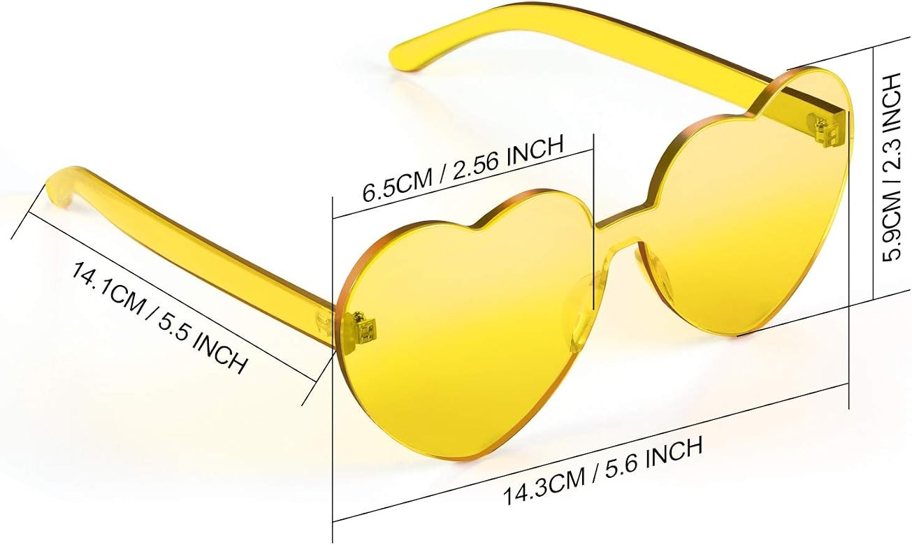 Maxdot Heart Shape Sunglasses Rimless Transparent Heart Glasses Colorful Party Favors | Amazon (US)